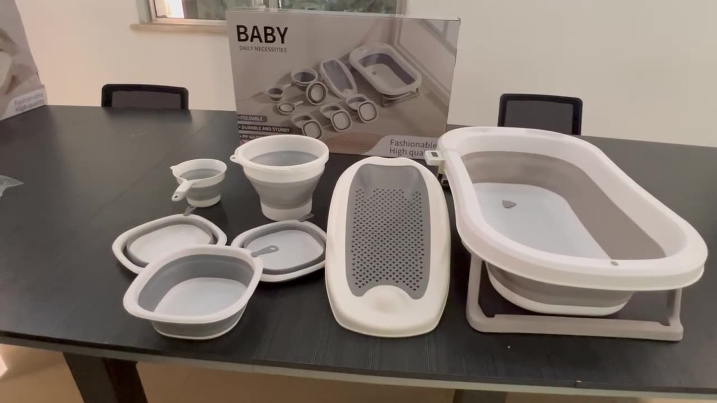 4/7피스 접이식 아기 욕조 세트 (온도계 포함) 유아 - Baby Bath Tub Foldable 리뷰 및 가격